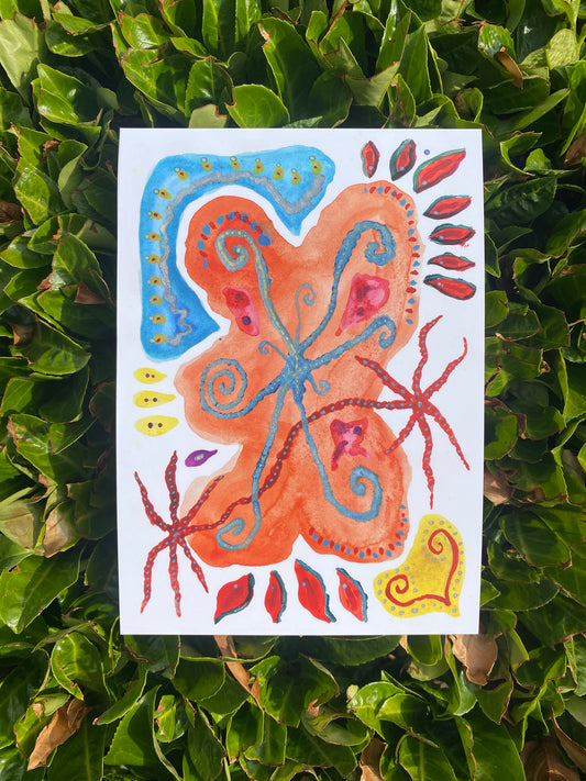 MUCHU Collection Orange Watercolour Print